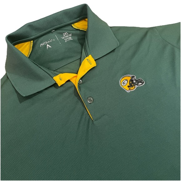 Antigua Other - Antigua Packers Polo Shirt 2XL Green Yellow NFL Team Logo Performance Polyester